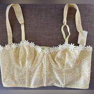 URBAN OUTFITTERS Floral Yellow Bralette with Daisy Trim